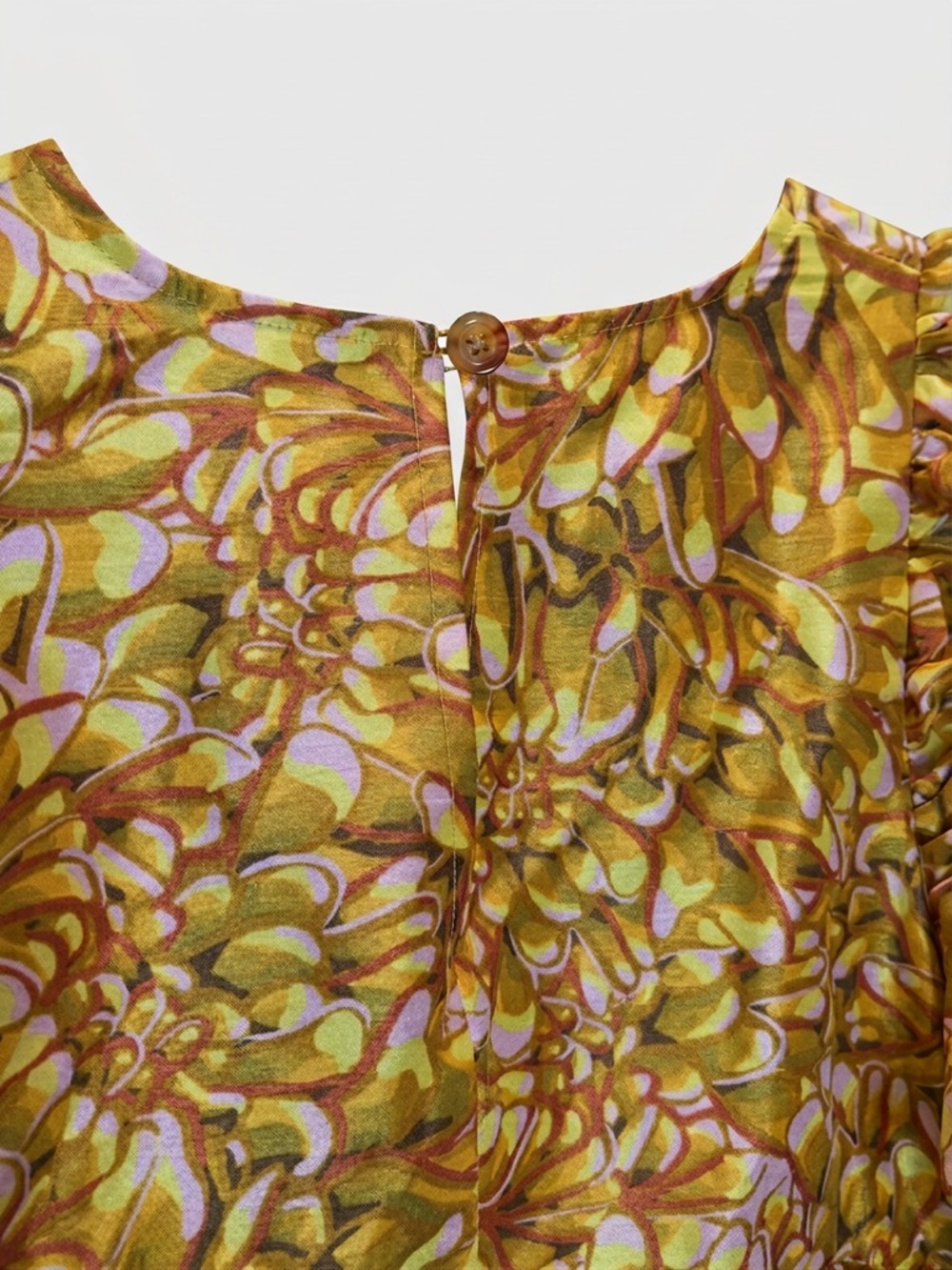 Kika Vargas Yellow Floral Puff Sleeve Mini Dress Boho Summer XXS - Picture 5 of 7